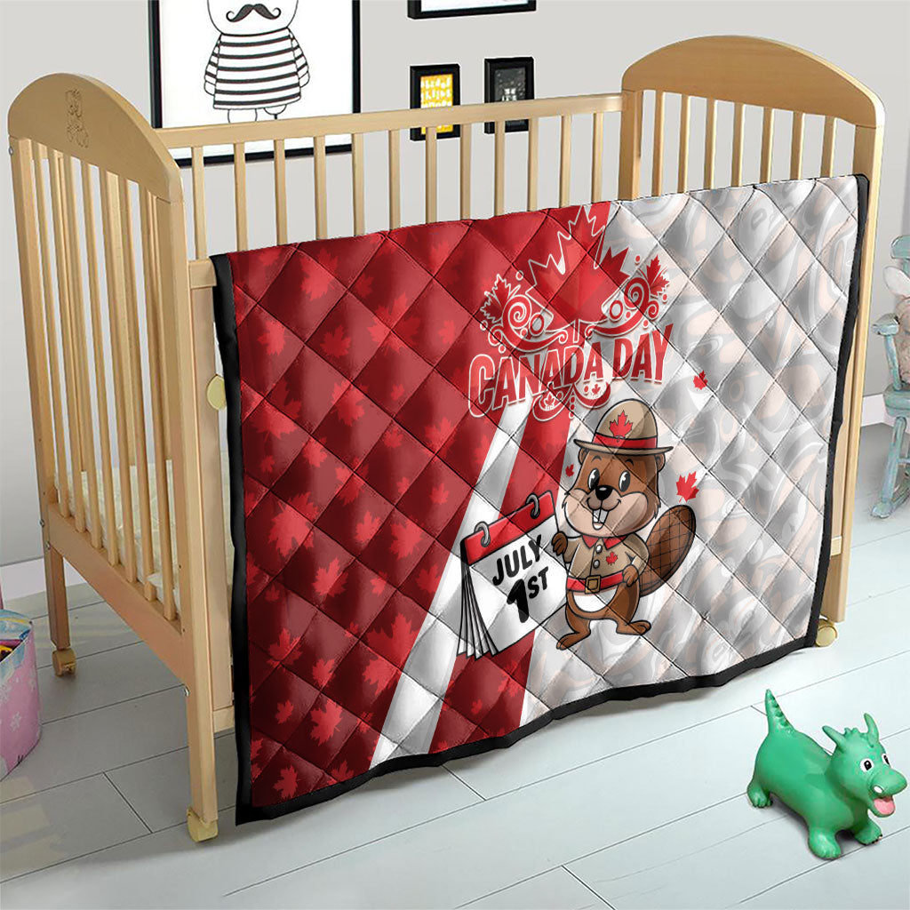 Canada Day Quilt Beaver Mountie Maple Leaves