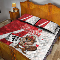 Canada Day Quilt Bed Set Beaver Mountie Maple Leaves