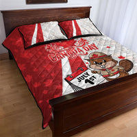 Canada Day Quilt Bed Set Beaver Mountie Maple Leaves