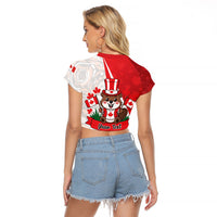 Personalised Canada Day Raglan Cropped T Shirt Beaver Mountie Maple Leaves