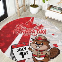Canada Day Round Carpet Beaver Mountie Maple Leaves