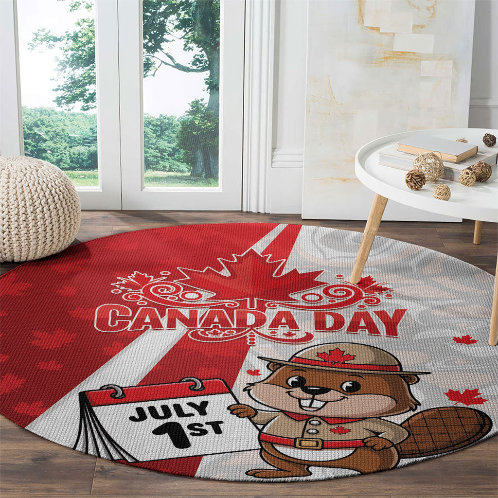 Canada Day Round Carpet Beaver Mountie Maple Leaves
