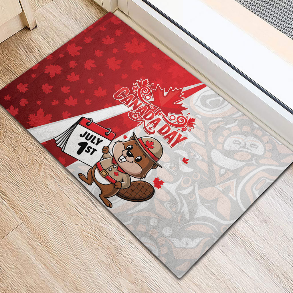Canada Day Rubber Doormat Beaver Mountie Maple Leaves