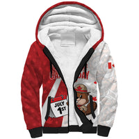 Personalised Canada Day Sherpa Hoodie Beaver Mountie Maple Leaves