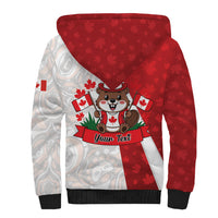 Personalised Canada Day Sherpa Hoodie Beaver Mountie Maple Leaves