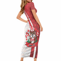 Personalised Canada Day Short Sleeve Bodycon Dress Beaver Mountie Maple Leaves LT01