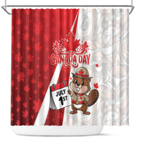 Canada Day Shower Curtain Beaver Mountie Maple Leaves