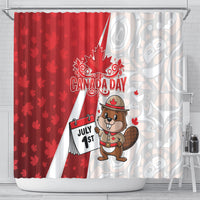 Canada Day Shower Curtain Beaver Mountie Maple Leaves