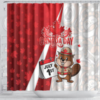 Canada Day Shower Curtain Beaver Mountie Maple Leaves