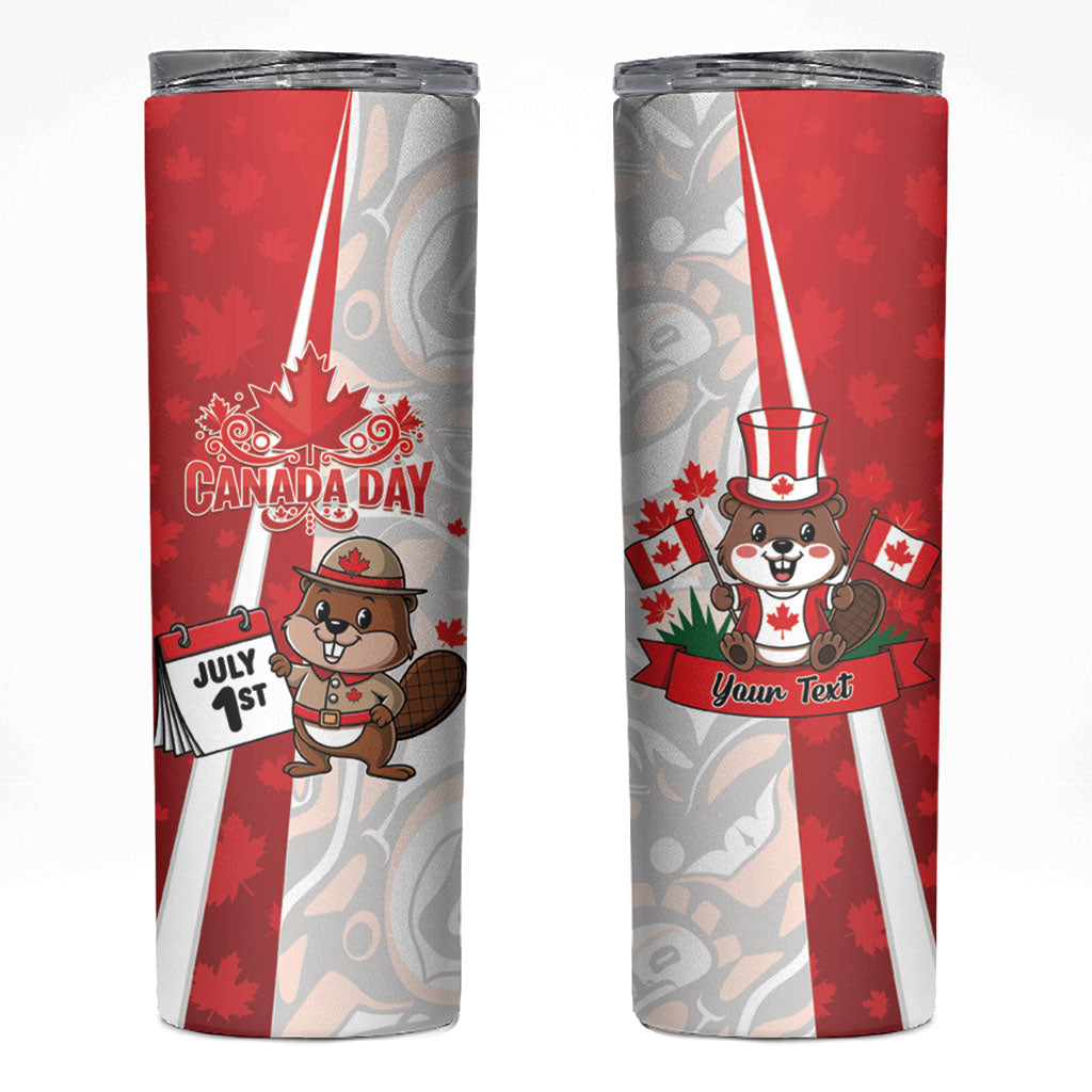Personalised Canada Day Skinny Tumbler Beaver Mountie Maple Leaves