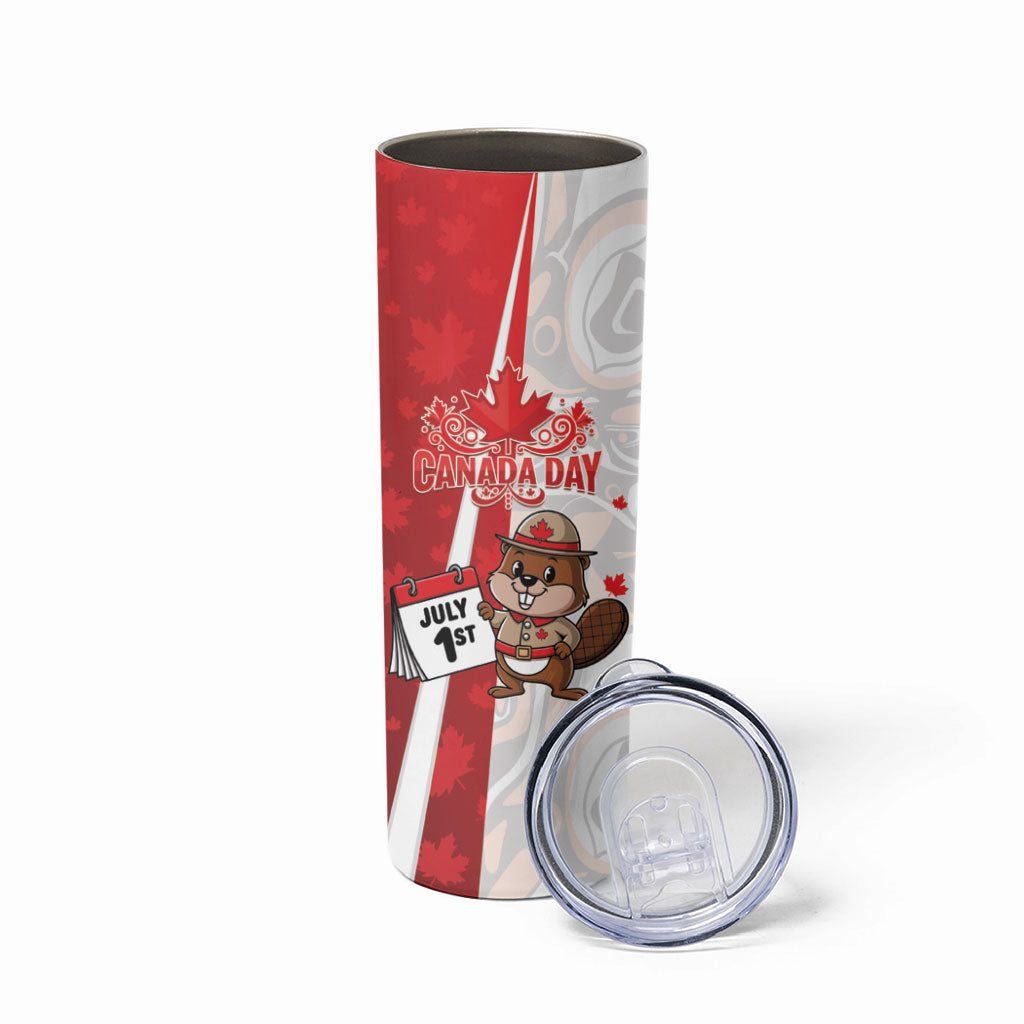 Personalised Canada Day Skinny Tumbler Beaver Mountie Maple Leaves