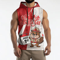 Personalised Canada Day Sleeveless Hoodie Beaver Mountie Maple Leaves