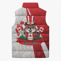 Personalised Canada Day Sleeveless Puffer Jacket Beaver Mountie Maple Leaves