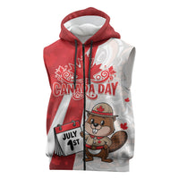 Personalised Canada Day Sleeveless Zip Hoodie Beaver Mountie Maple Leaves