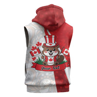 Personalised Canada Day Sleeveless Zip Hoodie Beaver Mountie Maple Leaves
