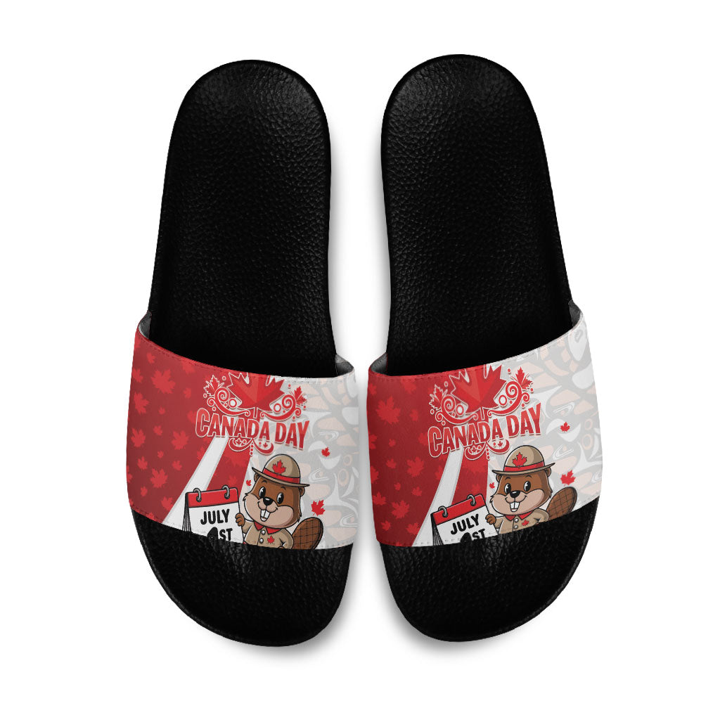 Canada Day Slide Sandals Beaver Mountie Maple Leaves