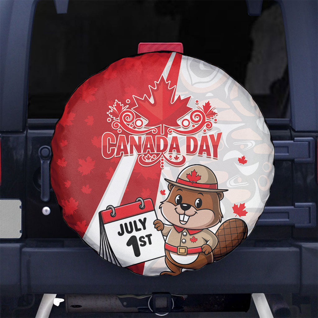 Canada Day Spare Tire Cover Beaver Mountie Maple Leaves
