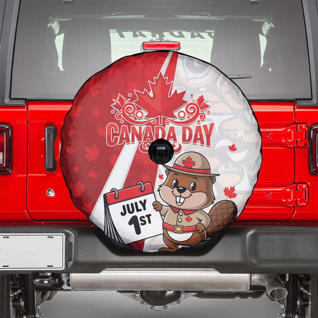 Canada Day Spare Tire Cover Beaver Mountie Maple Leaves