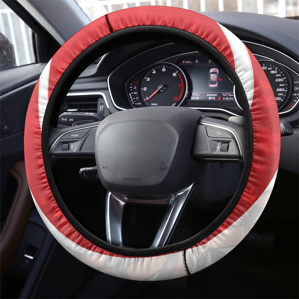 Canada Day Steering Wheel Cover Beaver Mountie Maple Leaves
