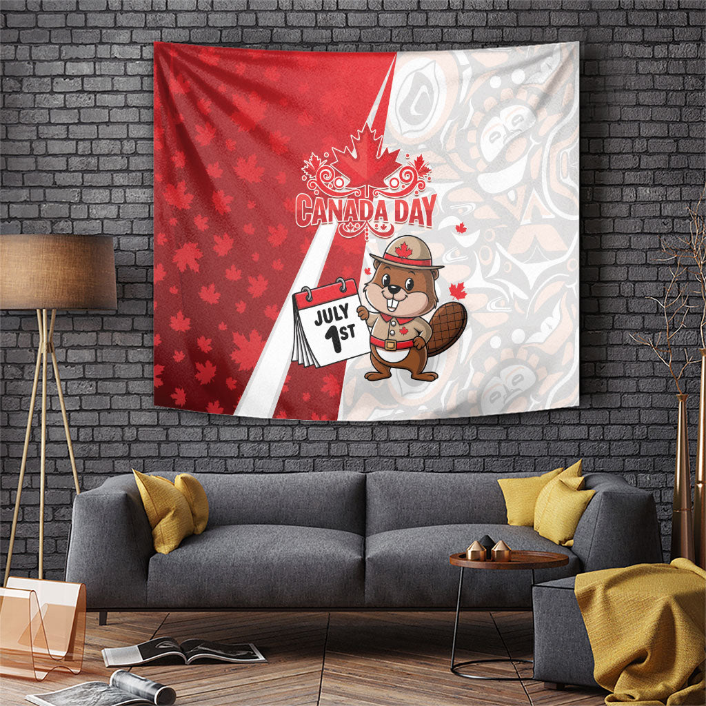 Canada Day Tapestry Beaver Mountie Maple Leaves
