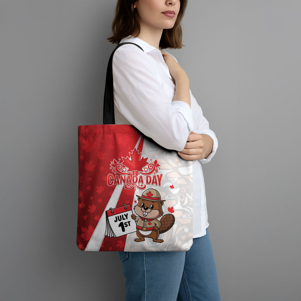 Canada Day Tote Bag Beaver Mountie Maple Leaves