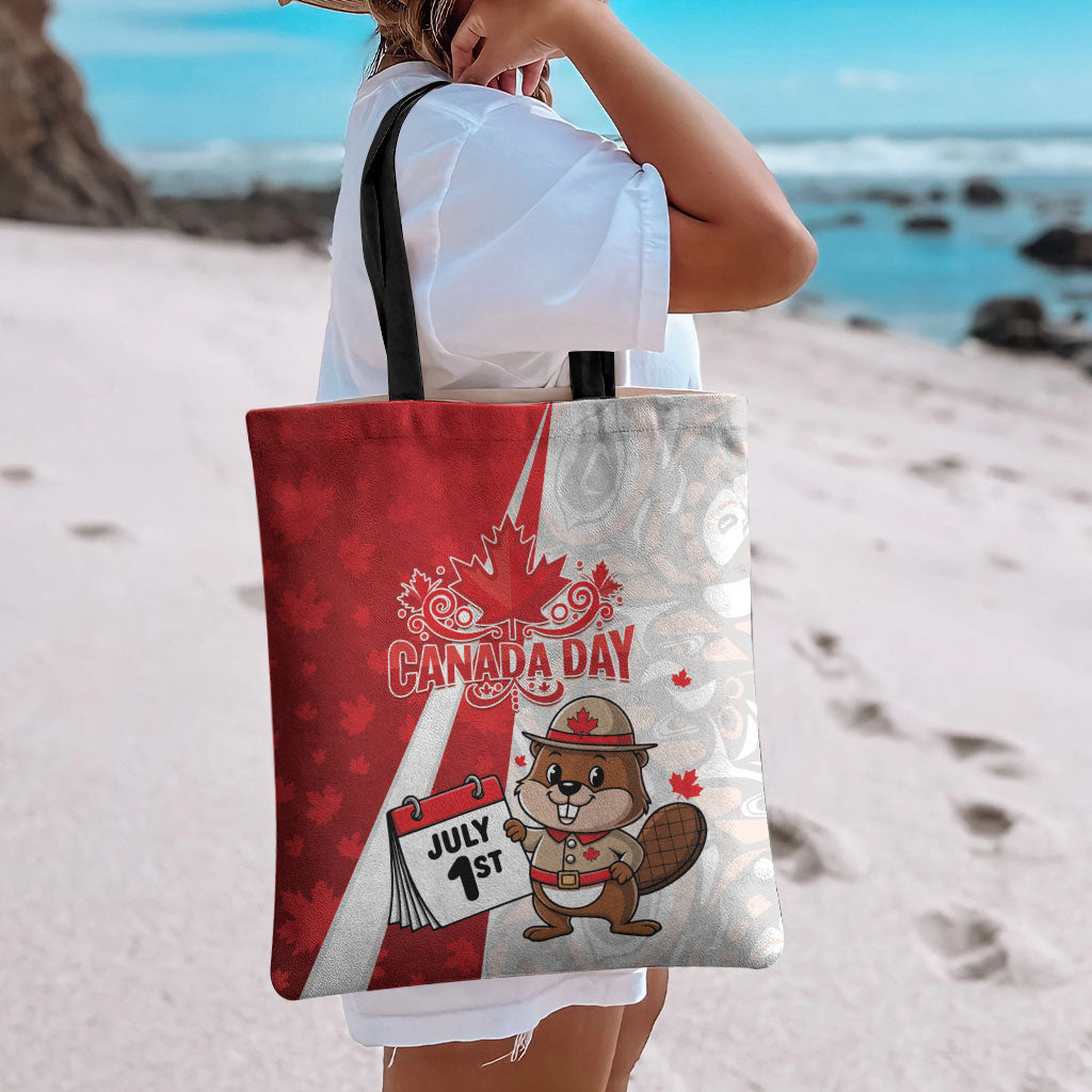 Canada Day Tote Bag Beaver Mountie Maple Leaves