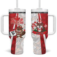 Personalised Canada Day Tumbler With Handle Beaver Mountie Maple Leaves