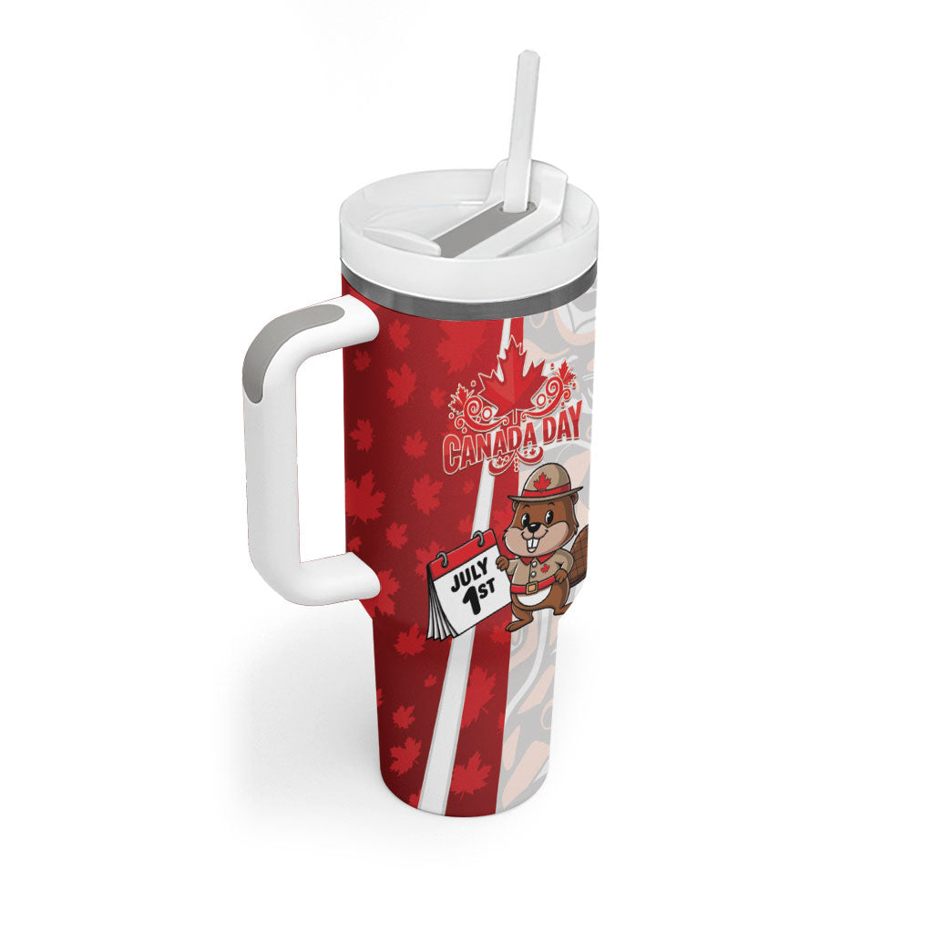 Personalised Canada Day Tumbler With Handle Beaver Mountie Maple Leaves