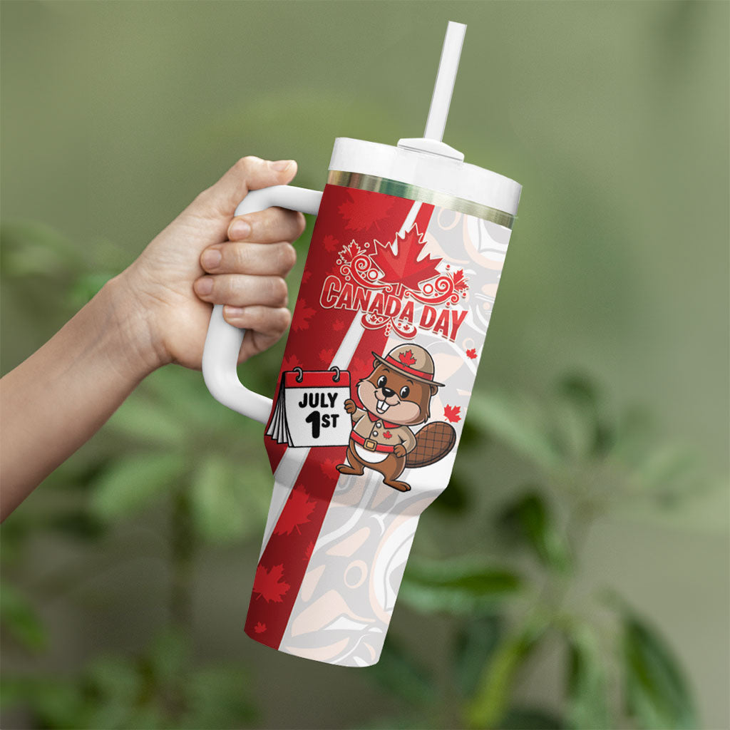 Personalised Canada Day Tumbler With Handle Beaver Mountie Maple Leaves