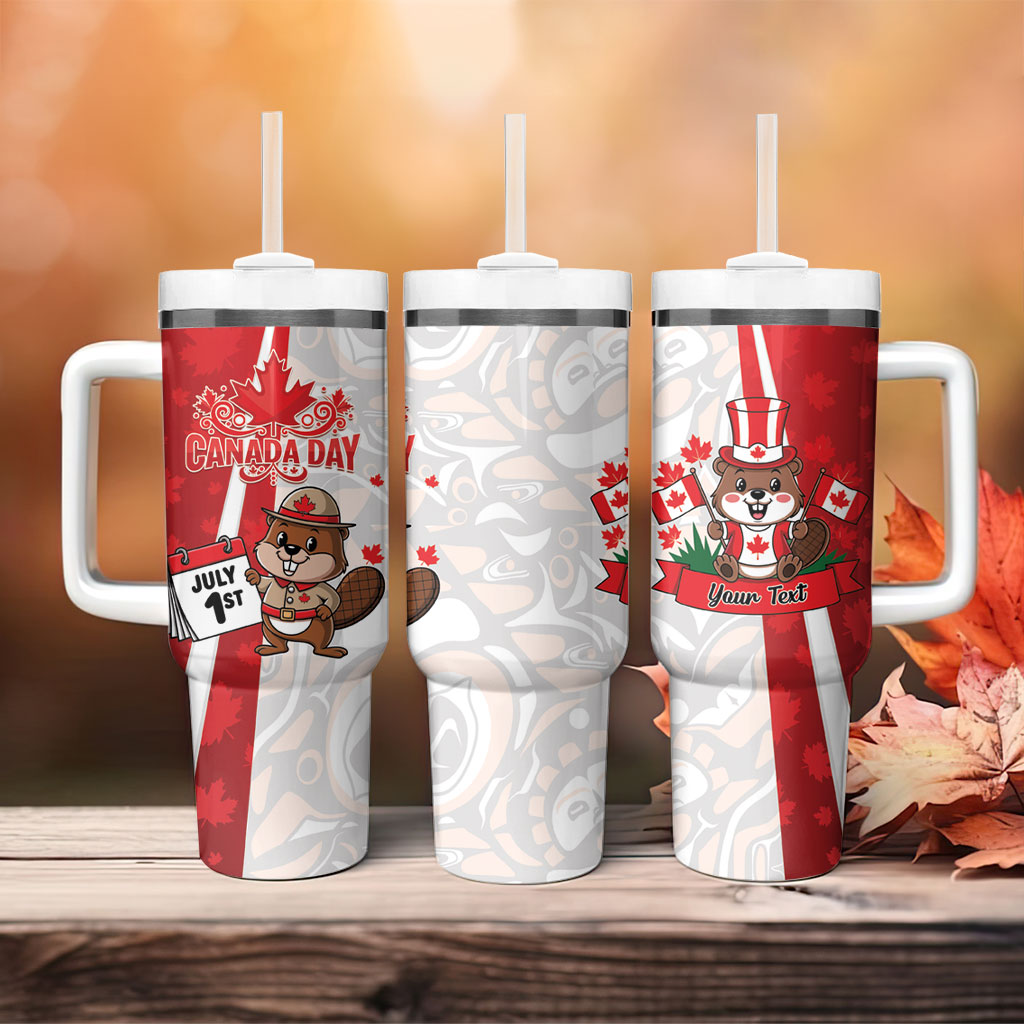 Personalised Canada Day Tumbler With Handle Beaver Mountie Maple Leaves