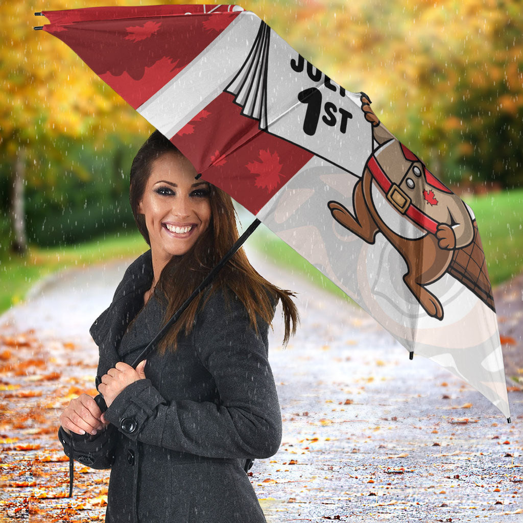 Canada Day Umbrella Beaver Mountie Maple Leaves