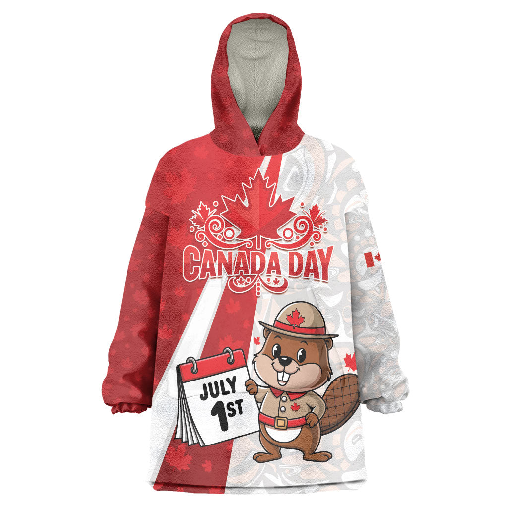 Personalised Canada Day Wearable Blanket Hoodie Beaver Mountie Maple Leaves