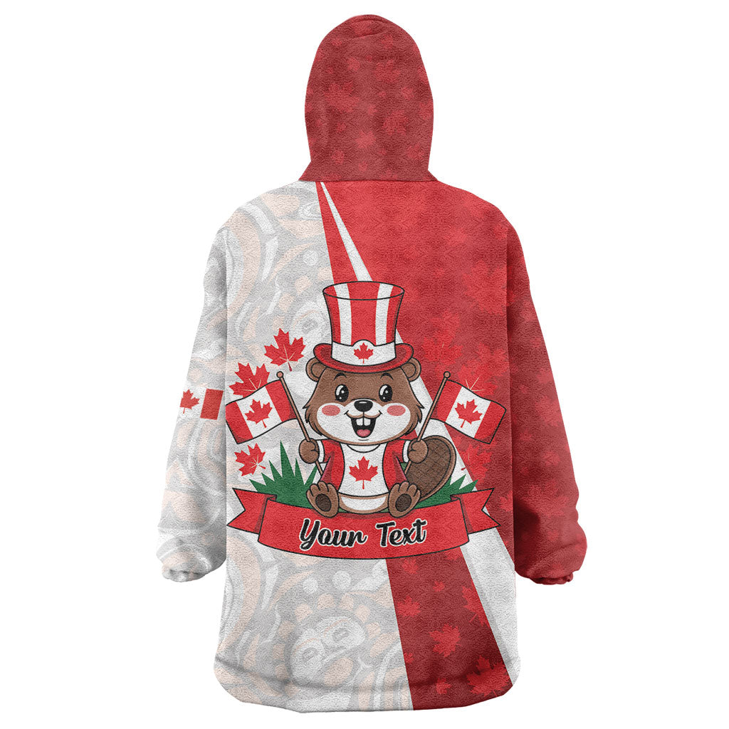 Personalised Canada Day Wearable Blanket Hoodie Beaver Mountie Maple Leaves
