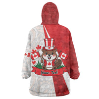 Personalised Canada Day Wearable Blanket Hoodie Beaver Mountie Maple Leaves