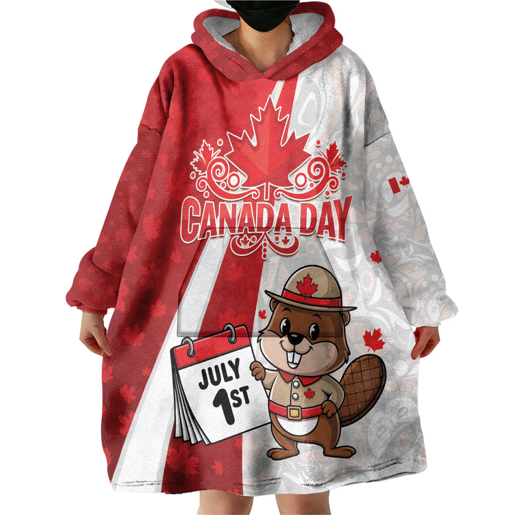 Personalised Canada Day Wearable Blanket Hoodie Beaver Mountie Maple Leaves