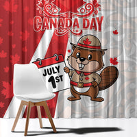 Canada Day Window Curtain Beaver Mountie Maple Leaves