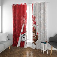 Canada Day Window Curtain Beaver Mountie Maple Leaves