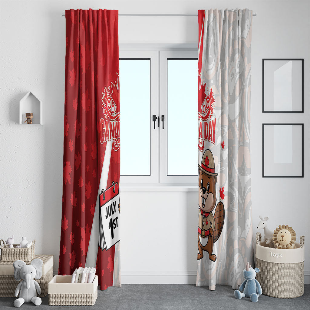 Canada Day Window Curtain Beaver Mountie Maple Leaves