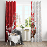 Canada Day Window Curtain Beaver Mountie Maple Leaves