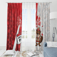Canada Day Window Curtain Beaver Mountie Maple Leaves