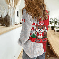 Personalised Canada Day Women Casual Shirt Beaver Mountie Maple Leaves