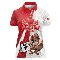 Personalised Canada Day Women Polo Shirt Beaver Mountie Maple Leaves