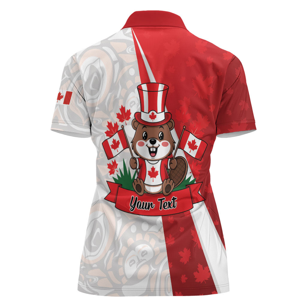 Personalised Canada Day Women Polo Shirt Beaver Mountie Maple Leaves