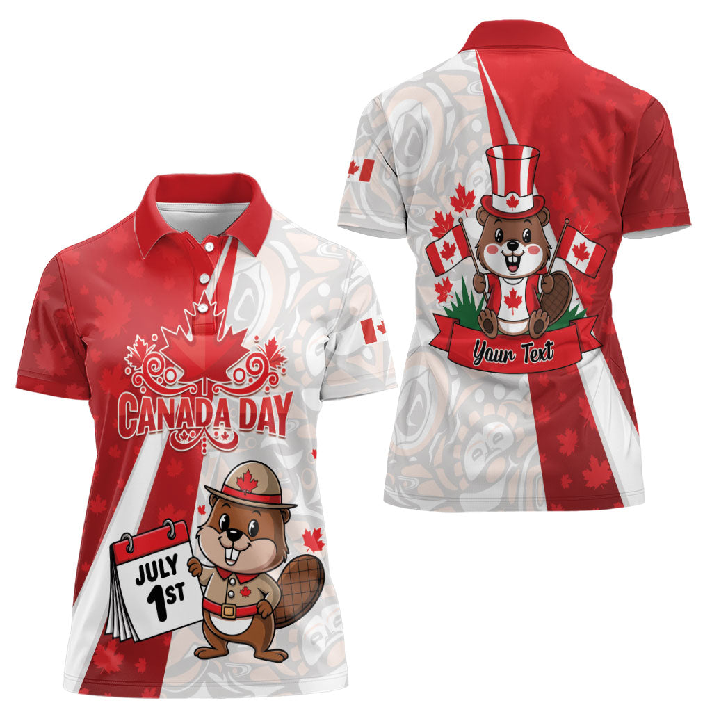 Personalised Canada Day Women Polo Shirt Beaver Mountie Maple Leaves