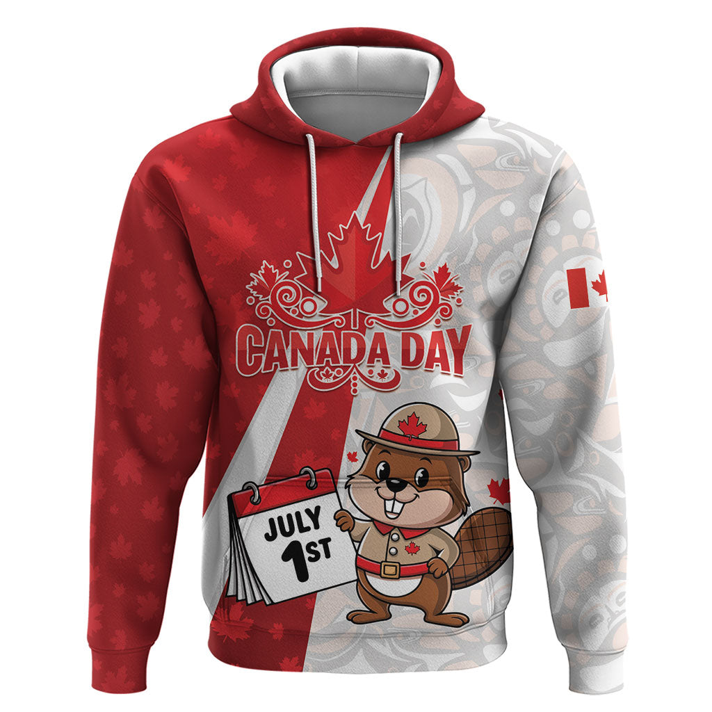 Personalised Canada Day Zip Hoodie Beaver Mountie Maple Leaves