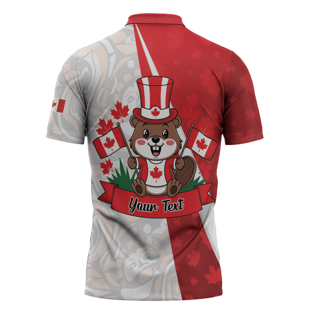 Personalised Canada Day Zipper Polo Shirt Beaver Mountie Maple Leaves