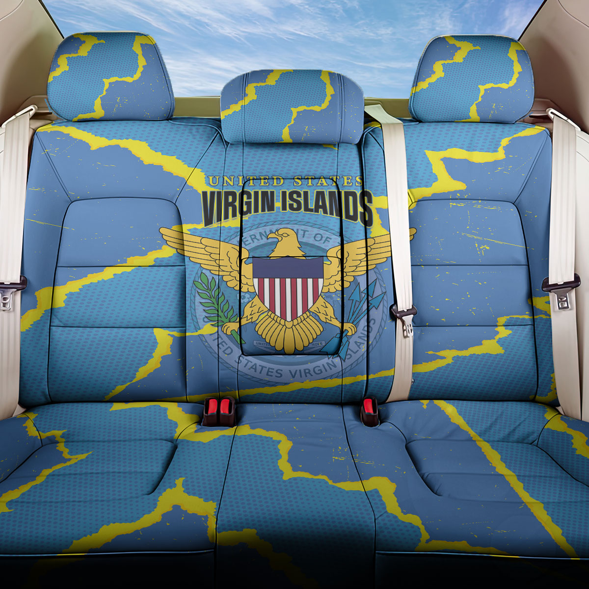 US Virgin Islands Back Car Seat Cover Grunge Stylized