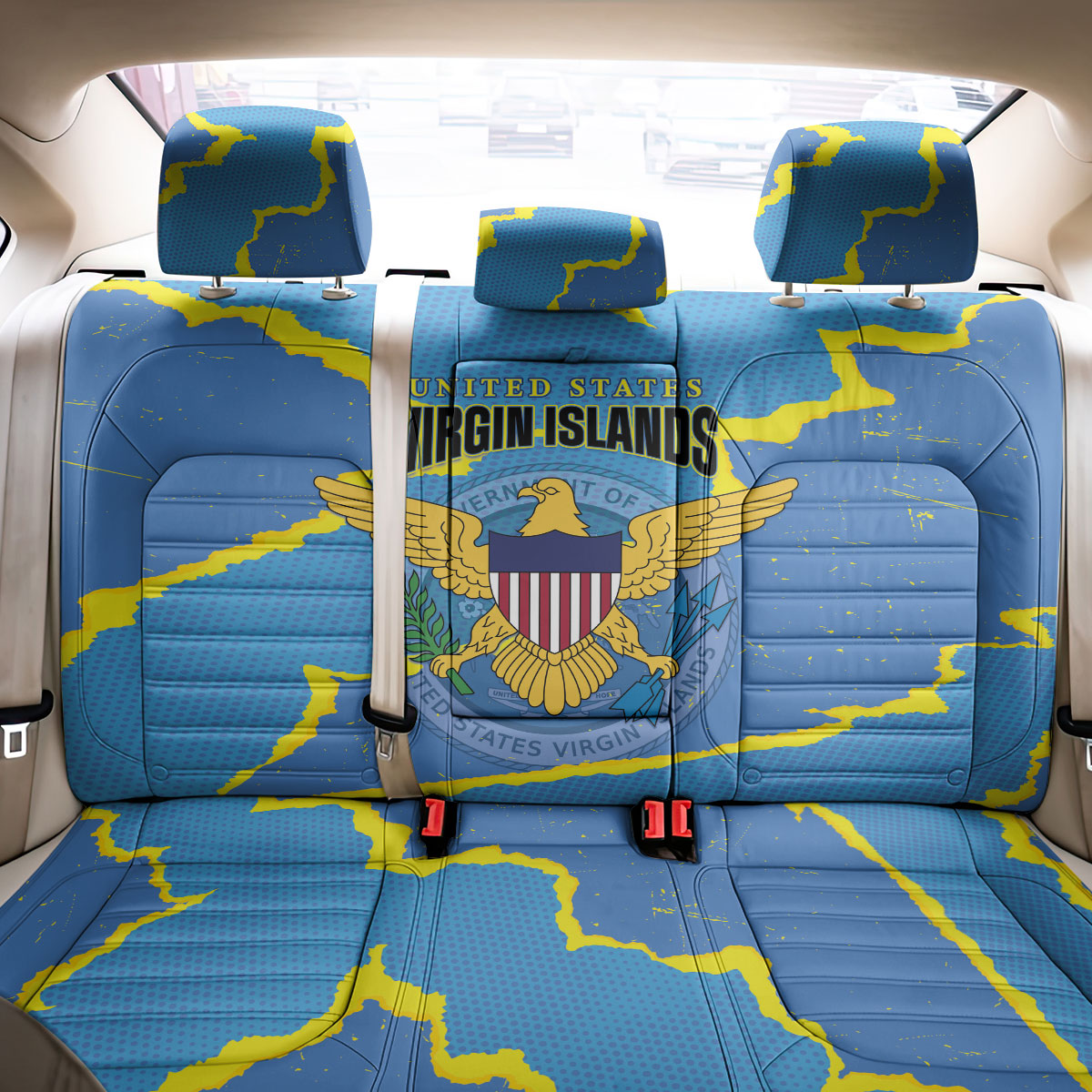 US Virgin Islands Back Car Seat Cover Grunge Stylized