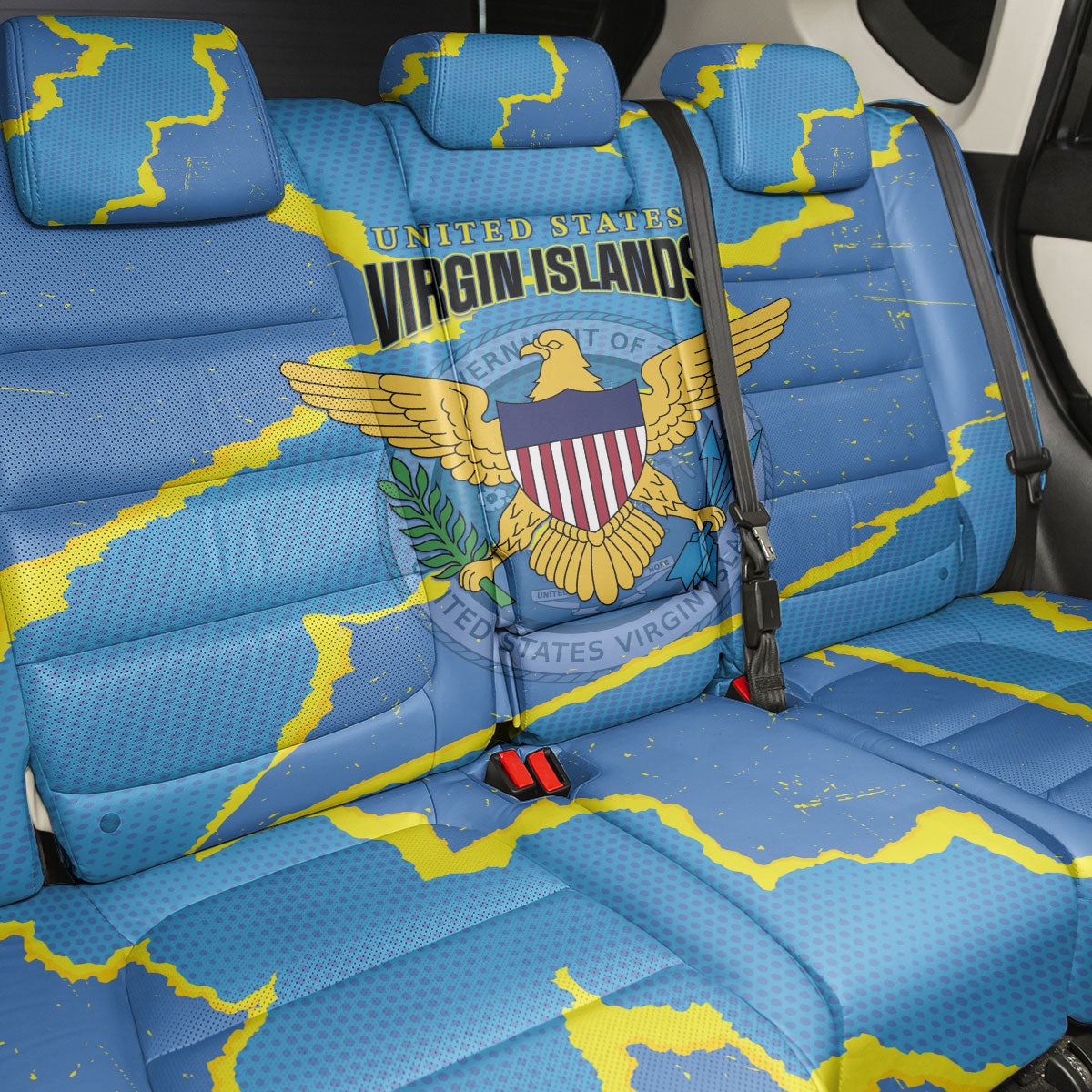 US Virgin Islands Back Car Seat Cover Grunge Stylized
