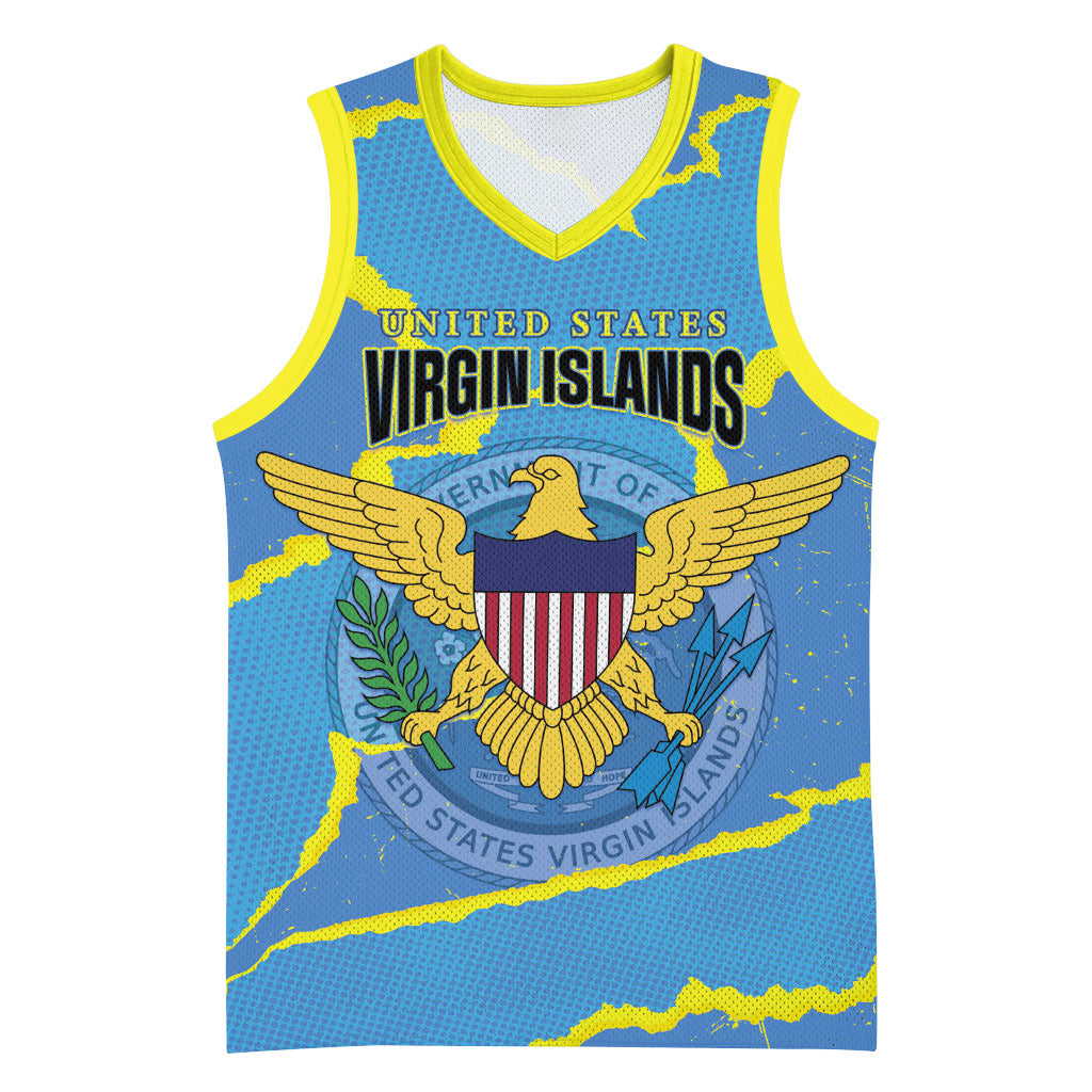 Personalized US Virgin Islands Basketball Jersey Grunge Stylized